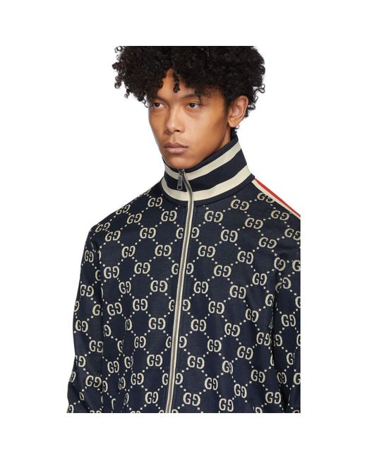 Gucci GG Jacquard Cotton Jacket in Navy (Blue) for Men - Save 50% - Lyst