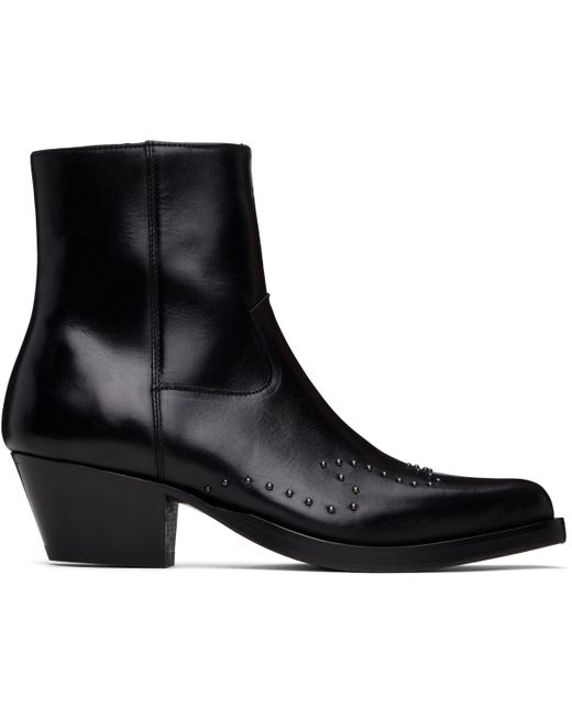 Ernest W. Baker Black Studded Western Boots for men