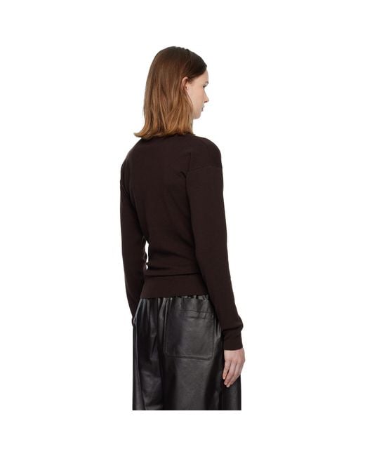 Lemaire Black Burgundy Buttoned Fitted Cardigan