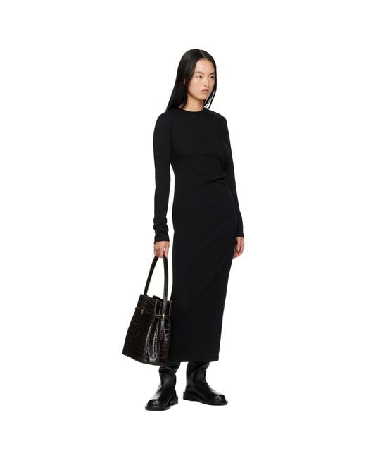Totême Black Twisted Jersey Midi Dress
