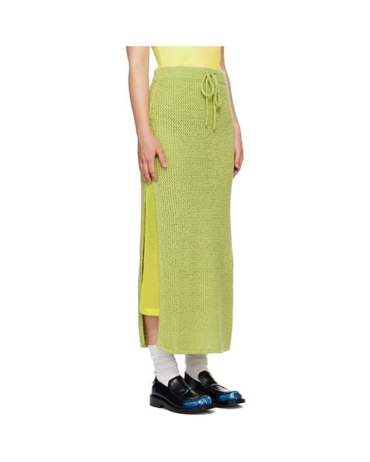 The Elder Statesman Green Selerino Net Midi Skirt