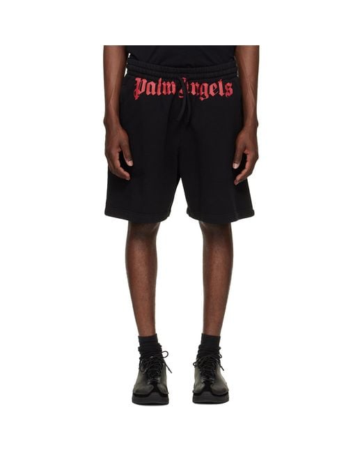 Palm Angels Black Waist Logo Shorts for men