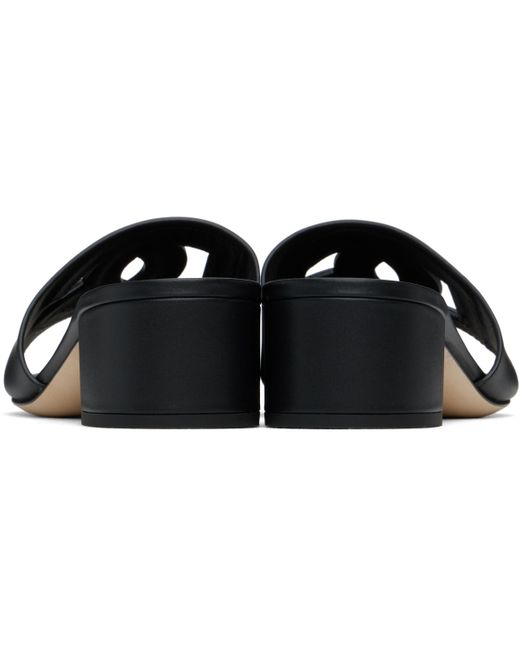 Dolce & Gabbana ブラック 'Dg' Logo カーフスキン ヒールサンダル Black