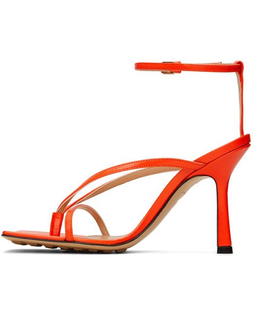 Bottega Veneta Red Orange Stretch Strap Sandals