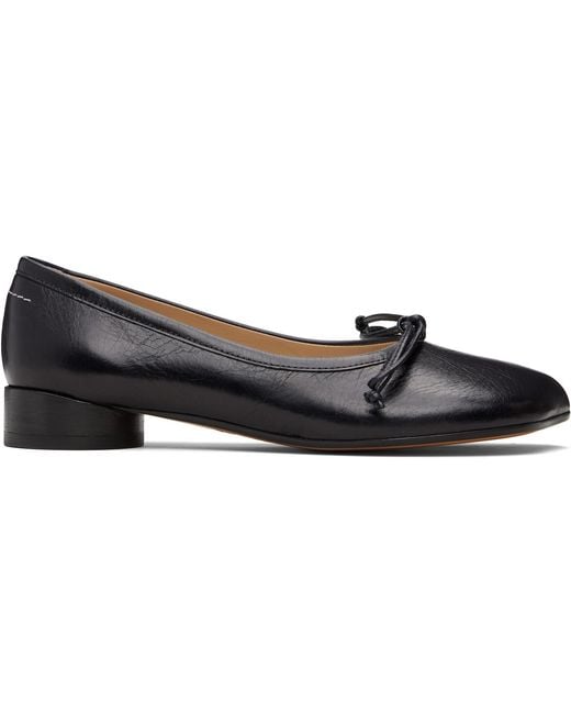 MM6 by Maison Margiela Black Anatomic Numeric Ballerina Flats
