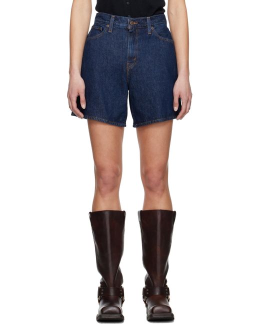 Levi's ネイビー High Rise Baggy デニムショートパンツ Blue
