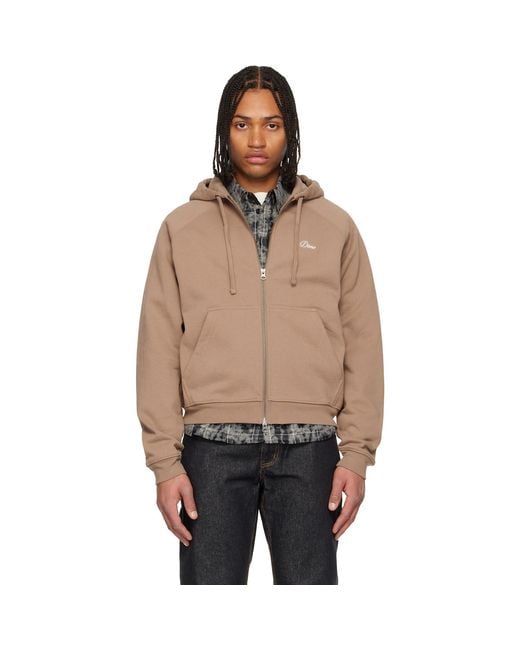 Dime Black Taupe Cursive Small Logo Zip Hoodie for men