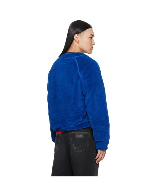 MM6 by Maison Margiela Blue Teddy Fleece Sweatshirt for men