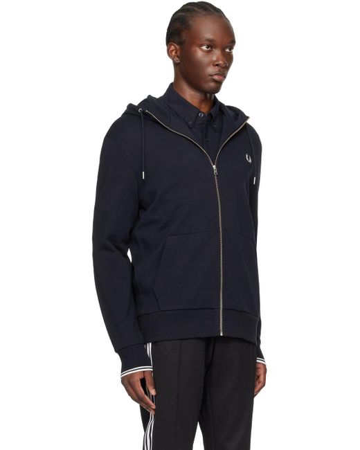 Fred Perry Blue Zip Through Hoodie for men