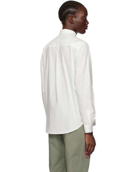 A.P.C. Black . White Spread Collar Shirt for men