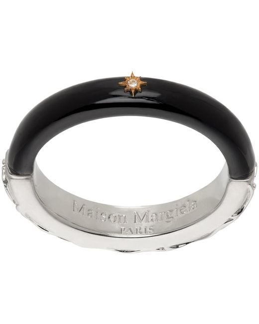 Maison Margiela Silver & Black Enamel Ring for men
