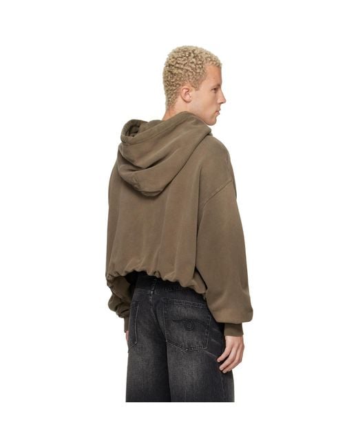 R13 Brown Khaki Balloon Popover 'Who Are You' Hoodie for men