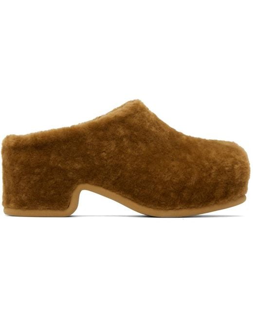 Dries Van Noten Black Tan Shearling Clogs for men