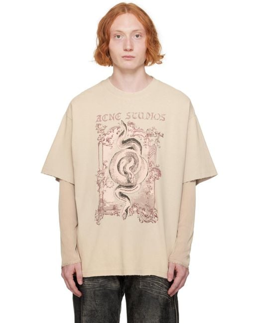 Acne Studios　アクネ　レイヤード　長袖Tシャツ Acne Studios - レイヤードプリントTシャツ - ダークモーヴ