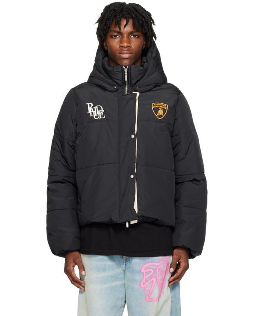 Rhude Black Lamborghini Edition Puffer Jacket for men
