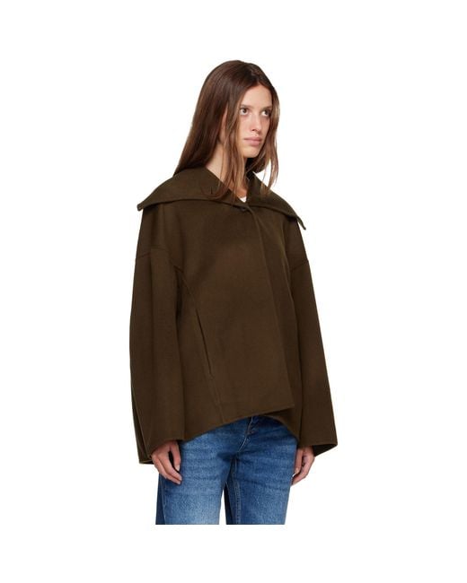 R2W Brown Nenka Wool Cash Sailor-Collar Jacket