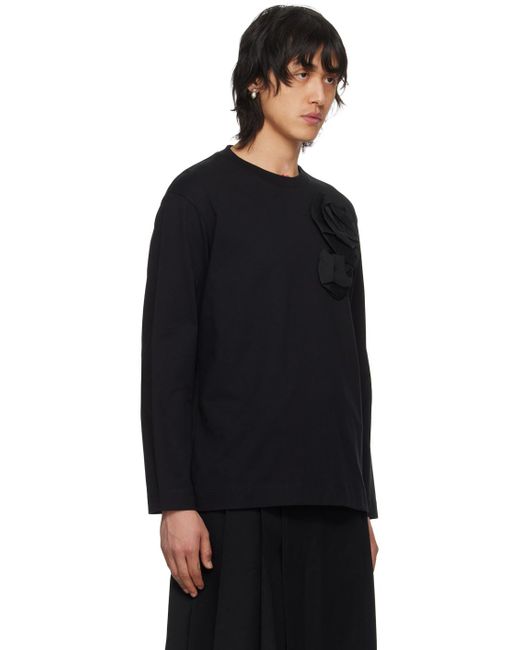 Simone Rocha Black Appliqué Long Sleeve T-shirt for men