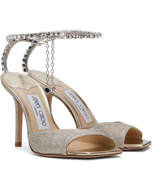 Sandales À Talon Saeda 100 Argentées Jimmy Choo en coloris White