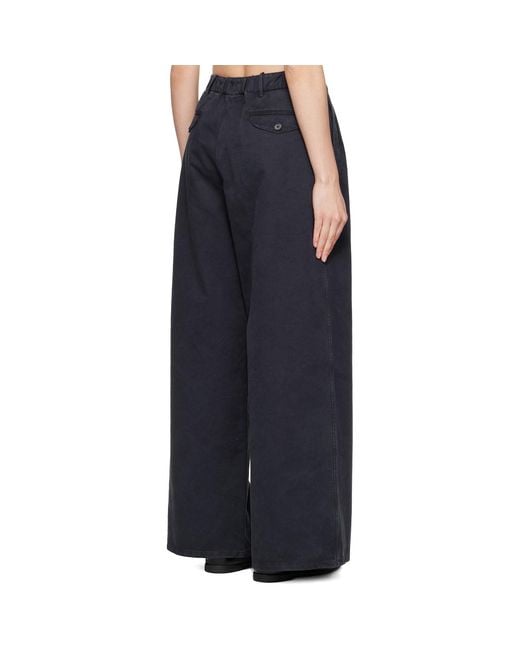 Jil Sander Blue Casual Wide Leg Pleated Trousers