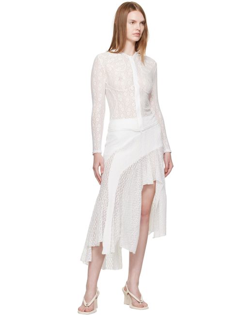 Jupe Midi Mermaid Blanche En Dentelle Pushbutton en coloris White