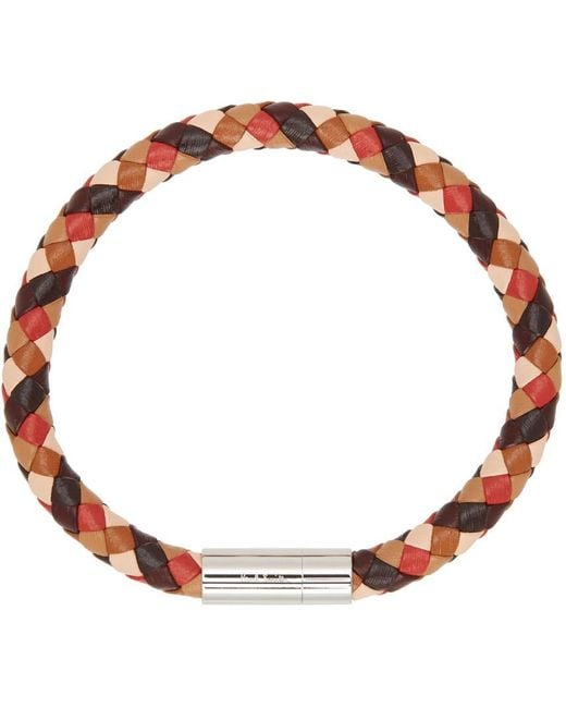 メンズ Paul Smith マルチカラー レザー ブレスレット Black