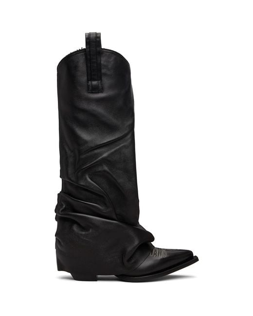 R13 Black Sleeve Mid Cowboy Boots
