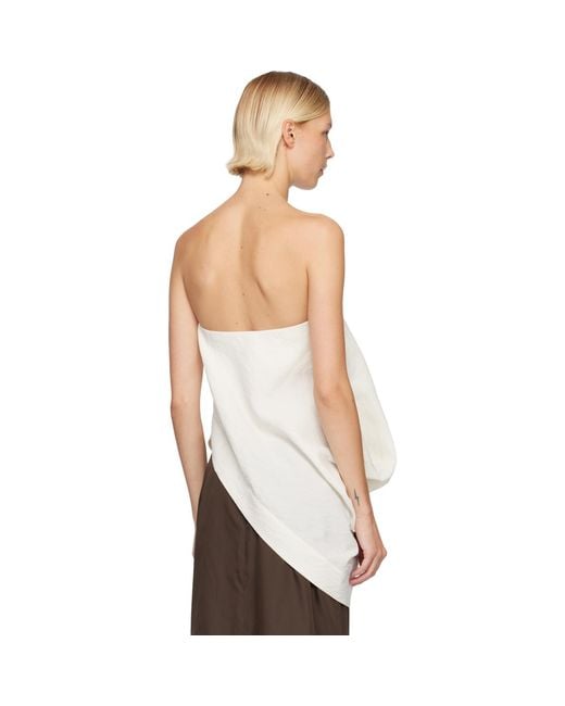 St. Agni White Off- Cloud Asymm Drape Top