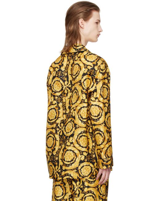 Versace Yellow Barocco Pyjama Shirt for men