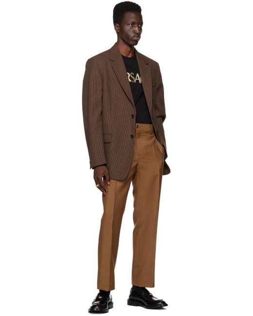 Versace Brown Tan Tapered Trousers for men
