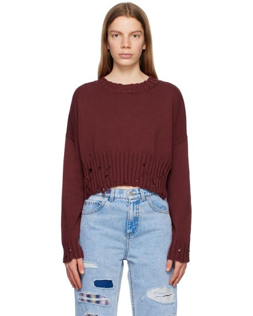 Marni Red Burgundy Distressed Sweater