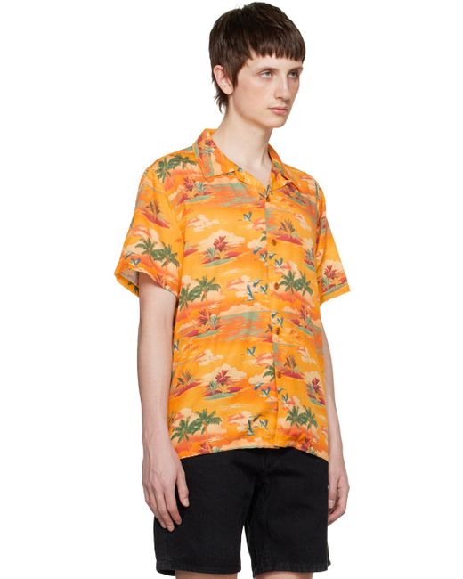 Nudie Jeans Orange Arvid Shirt for men