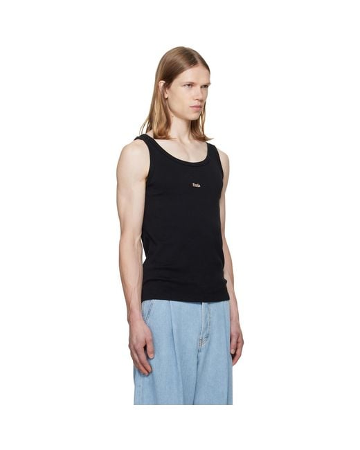 Rhude Black Logo Ribbed Tank Top for men