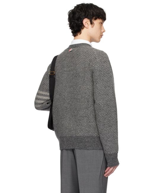 Thom Browne Black Donegal 4-Bar Relaxed V Neck Cardigan for men
