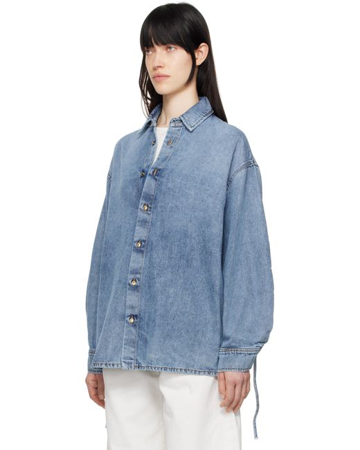DARKPARK Blue Keanu Tencel Denim Rouche Shirt