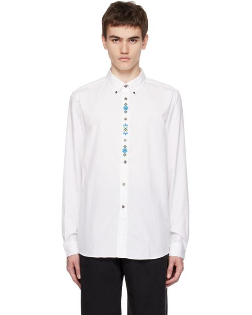 PS by Paul Smith White Embroidered Shirt for men