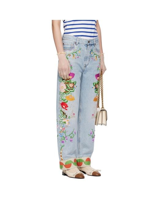 Valentino Multicolor Embroidered Jeans