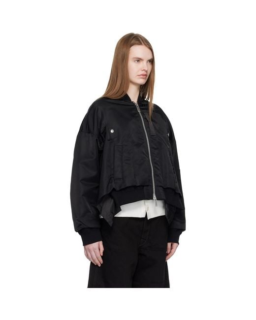 Sacai Black Nylon Twill Bomber Jacket