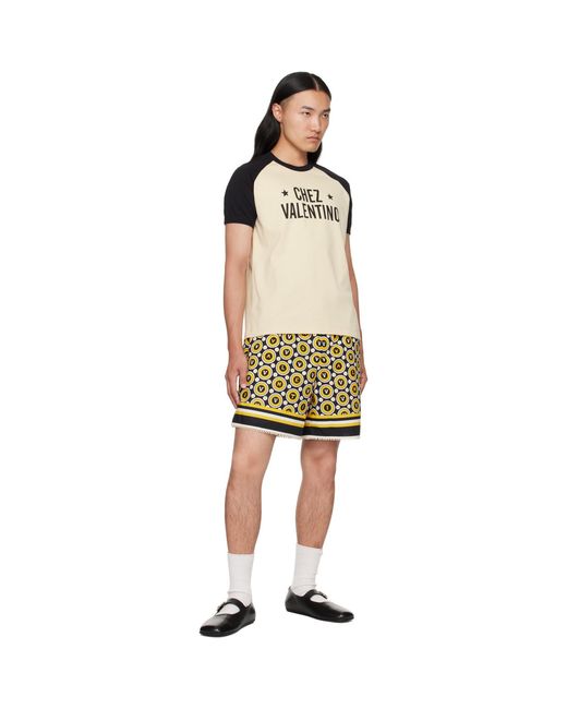 Valentino Yellow Bulles Royales Print Shorts for men