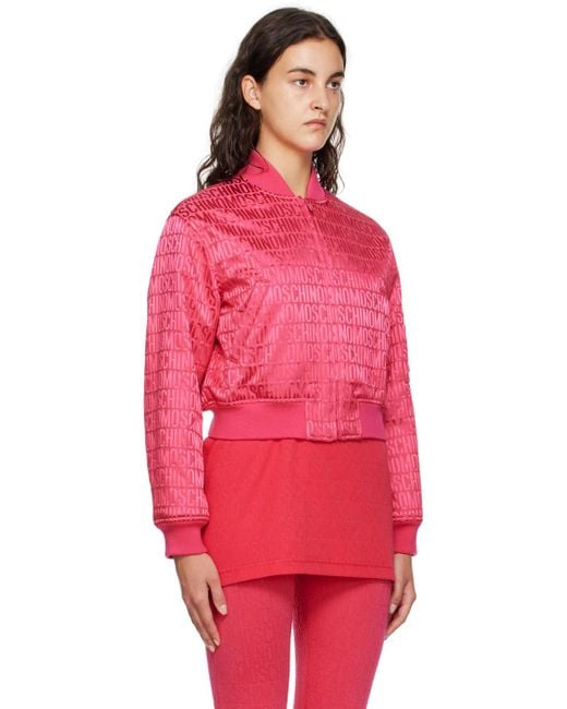 Moschino Red Pink Zip Bomber Jacket