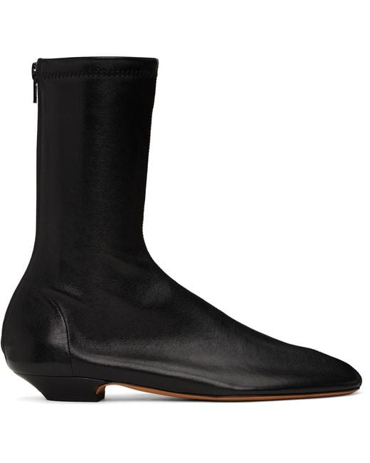 Khaite Black Apollo Flat Ankle Boots