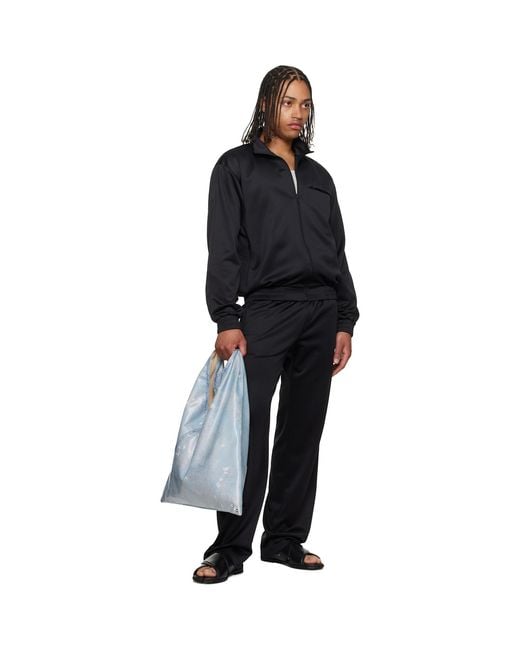 MM6 by Maison Margiela Black Embroidered Logo Track Jacket for men