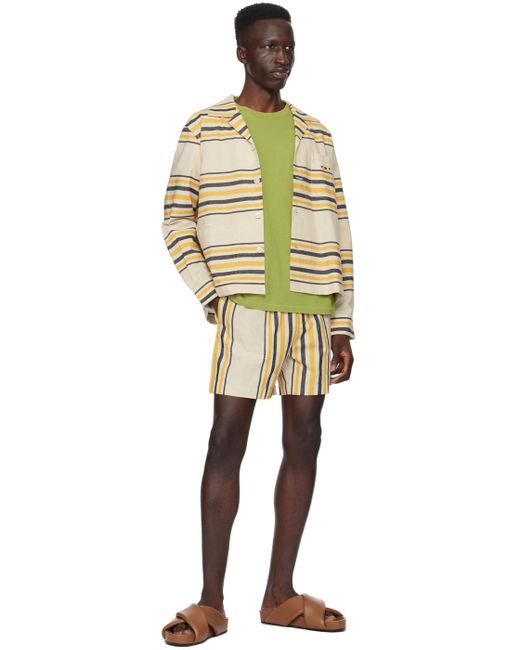 Bode Natural Beige & Orange Namesake Stripe Shorts for men