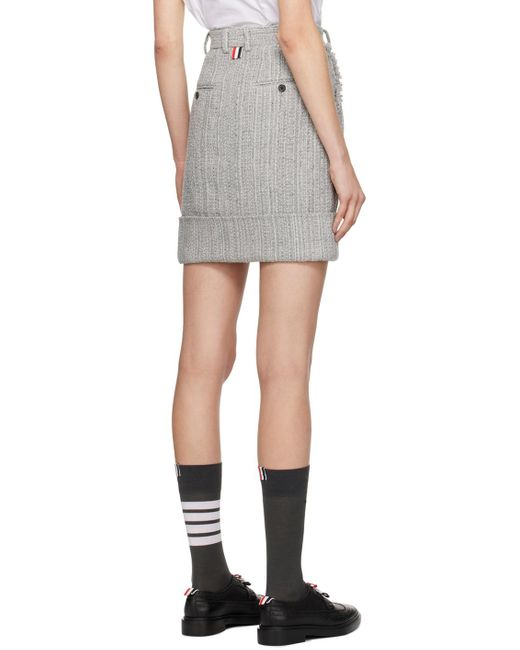 Thom Browne Black Gray Frayed Miniskirt