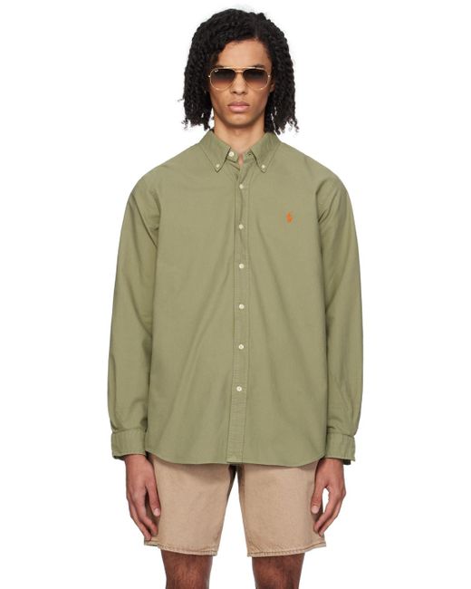 Polo Ralph Lauren Green Khaki Garment-Dyed Shirt for men