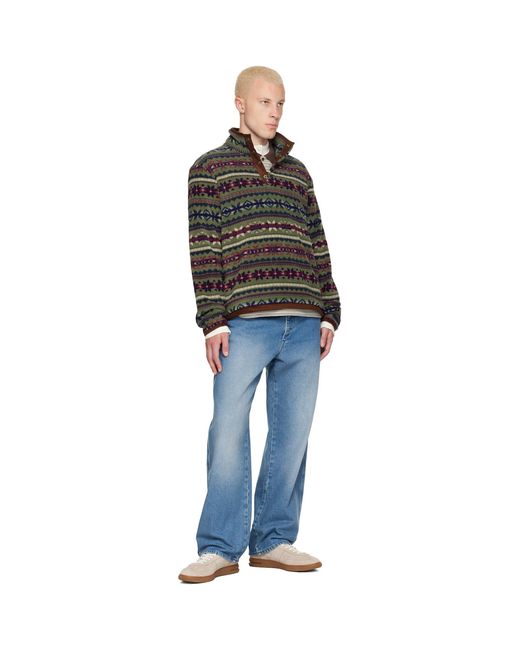 Polo Ralph Lauren Black Patterned Fleece Sweater for men