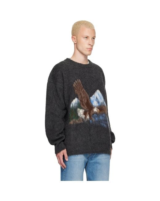 Maison Margiela Black Brushed Eagle Sweater for men
