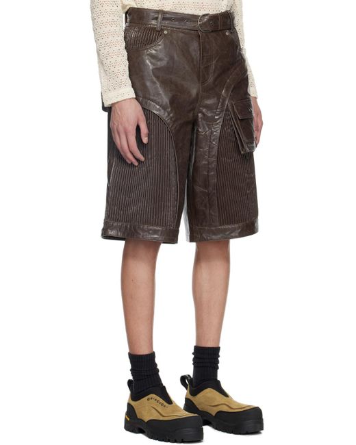 ANDERSSON BELL Black Sunbird Faux-leather Shorts for men