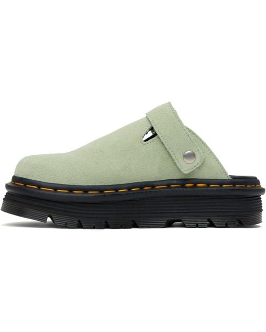 Dr. Martens グリーン Zebzag スエード スリングバック プラットフォーム スリッポン Black