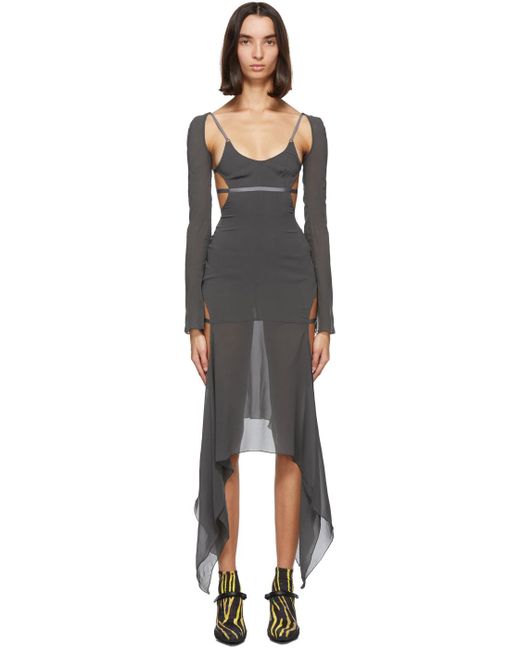 CHARLOTTE KNOWLES Gray Ssense Exclusive Grey Vyper Dress