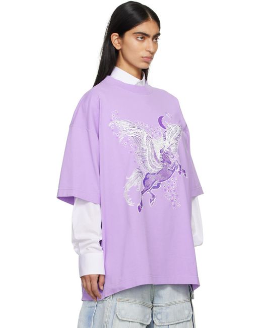 Vetements パープル Flying Unicorn Tシャツ Purple